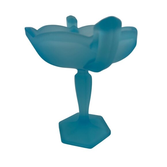 Vintage Westmoreland Glass Pedestal Two handle Compote/Candy Dish Blue Satin - Picture 6 of 15